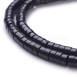 天然染色・加熱処理されたブラックオニキスビーズ連売り  ヒシビーズ  フラットラウンド/ディスク  4~4.5x2.5mm  穴：0.7mm  約167個/連  15.43インチ（39.2cm）&nbsp;G-H230-16A
