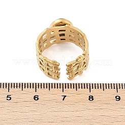 304ステンレススチールオープンカフリング  女性用楕円形天然宝石リング  18KGP本金メッキ  イオンプレーティング（ip）  10mm  調整可能&nbsp;RJEW-Z078-20G
