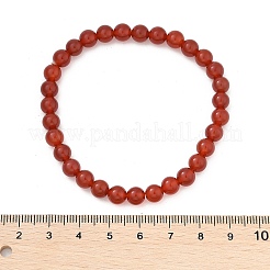 天然な赤瑪瑙ビーズのストレッチブレスレット  ラウンド  ビーズ：6~6.5mm  内径：2-1/4インチ（5.55cm）&nbsp;BJEW-D446-B-26