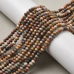 天然アラシャン瑪瑙ビーズ連売り  多面カット  ロンデル  4~4.5x3mm  穴：0.7mm  約120個/連  15.55インチ（39.5cm）&nbsp;G-C127-B01-01