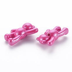 オペークアクリルパーツ  パール光沢メッキ  クマ  ミックスカラー  36x22x13.5mm  穴：2.5mm&nbsp;X-PACR-ZX016-08