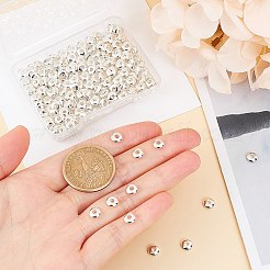 真鍮製スペーサービーズ  そろばん  銀  6x2mm  穴：2mm  200pc&nbsp;KK-AR0001-85S
