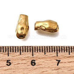 ハンマー加工を施した304ステンレススチール製スペーサービーズ  イオンプレーティング（ip）  18KGP本金メッキ  ナゲット  10.5x5x5mm  穴：1.8mm&nbsp;STAS-L315-073A-G05