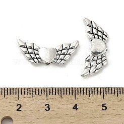 チベット風合金ビーズ  カドミウムフリー＆鉛フリー  ハートの翼  アンティークシルバー  9.5x22.5x3mm  穴：1.6mm  約892個/1000g&nbsp;FIND-M047-59AS