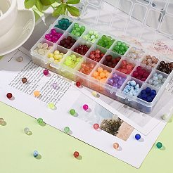 24色ガラスビーズ  ラウンド  クリスマステーマ  混合スタイル  ミックスカラー  8x7.5mm  穴：1.5mm  720個/箱&nbsp;GLAA-JP0001-12