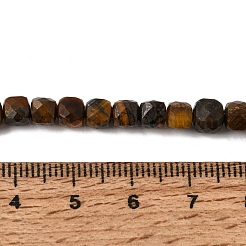 天然石タイガーアイビーズ連売り  多面カット  キューブ  5x5mm  穴：0.8mm  約83個/連  15.55''（39.5センチメートル）&nbsp;G-B107-B02-02A