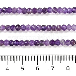 天然石アメジストビーズ連売り  ロンデル  多面カット  3x4x3mm  穴：0.7mm  約117個/連  14.96