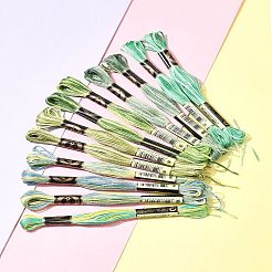 12 かせ 6 色 6 層ポリエステル刺繍糸  クロスステッチの糸  セグメント染め  グリーン  0.5mm  約8.75ヤード（8m）/かせ  2 かせ/色&nbsp;OCOR-FS0001-01B-04