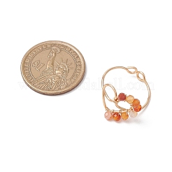 天然カーネリアンのカフリング  ハート  環境に優しい銅線付き  16.5x17mm  内径：20mm&nbsp;RJEW-TA00206-03