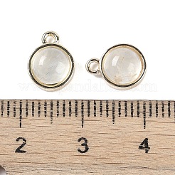天然なぶどう石のペンダント  ゴールデントーンラックメッキ真鍮  フラットラウンド  9.8x7.5x4.3mm  穴：1.2mm&nbsp;G-K372-03G-11