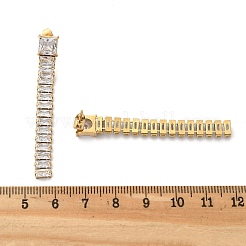 304ステンレススチール製クリアキュービックジルコニアタッセルスタッドピアス  18KGP本金メッキ  長方形  52x7mm&nbsp;EJEW-Z094-01D-G02