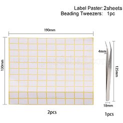 304ステンレススチールビーズピンセット  プラスチック製ビーズ収納容器とラベル貼付機  ステンレス鋼色  13x22.5x5.5cm  64個/セット&nbsp;TOOL-PH0016-77