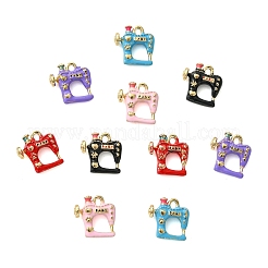 10本5色合金エナメルチャーム  ゴールドカラー  ミシンのチャーム  ミックスカラー  13x12.5x4mm  穴：1.6mm  2個/カラー&nbsp;ENAM-CJ0007-55