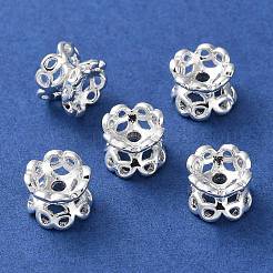 ラックメッキ真鍮製ビーズ  ニッケルフリー  長持ちメッキ  銀  6.5x5mm  穴：1.4mm&nbsp;KK-D097-10S-01