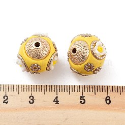 手作りのインドネシアビーズ  合金と樹脂と  花の丸  ゴールドカラー  ゴールド  16x17~18mm  穴：1.8mm&nbsp;FIND-Q106-01B