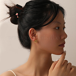 女性用304ステンレススチールフラワースタッドピアス  ゴールドカラー  20mm&nbsp;WGCA36C-01
