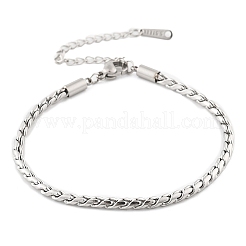 女性用304ステンレススチールロープチェーンブレスレット  ステンレス鋼色  6-1/2インチ（16.5cm）&nbsp;BJEW-Q051-04P