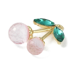合金ペンダント  ガラスやアクリルで  チェリー  ゴールドカラー  ピンク  27x18x10mm  穴：1.5mm&nbsp;FIND-M015-04G-02
