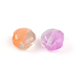 ツートン透明樹脂ビーズ  スモモの花  グリッターパウダー付き  ミックスカラー  16~16.5x16.5x10.5mm  穴：2.5mm&nbsp;RESI-N042-02A