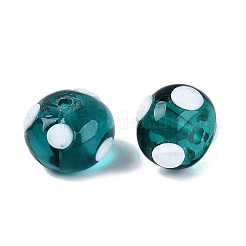 手作りランプワークビーズ  ドット付きロンデル  ミックスカラー  9.5~11x7~8.5mm  穴：1.4~2mm&nbsp;LAMP-N042-11