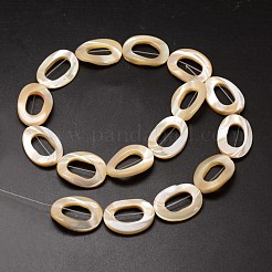 天然トロチッドシェル/トロカスシェルビーズ連売り  オーバル  桃パフ  25x18x3~4mm  穴：1mm  約16個/連  15.75インチ&nbsp;SSHEL-K008-07