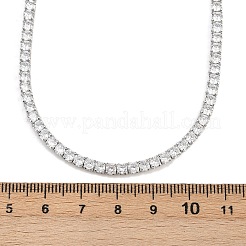 スターリングシルバーパヴェクリスタルキュービックジルコニアテニスネックレス（女性用）925個  プラチナメッキ  3 mm幅  17.76インチ（45.1cm）&nbsp;NJEW-C096-01B-P02