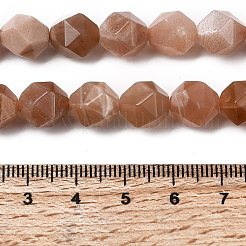 天然石ピーチ色ムーンストーンビーズ連売り  スターカットラウンドビーズ  多面カット  9~10x9~10x9~10mm  穴：1~1.4mm  約38~40個/連  14.88''（15.08''センチメートル）&nbsp;G-Z119-A18-03