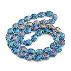 電気メッキガラスビーズセット  半分虹メッキ  花とオーバル  ターコイズ  14x10.4x4.8mm  穴：1.2mm  約45個/連  25.04インチ（63.6cm）&nbsp;EGLA-G037-13A-HR01