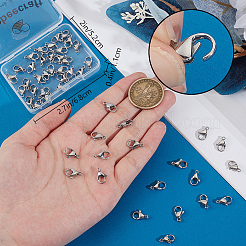 316サージカルステンレススチール製ロブスタークロウクラスプ50個  手動研磨  ステンレス鋼色  11.5x7.6x3.5mm  穴：1.2mm&nbsp;STAS-BBC0006-04