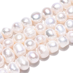 天然養殖淡水パールビーズ連売り  ポテト  乳白色  6~11.5x7~9mm  穴：0.6mm  約46~47個/連  13.58~13.78インチ（34.5~35cm）&nbsp;PEAR-N013-08G