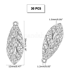304ステンレスペンダント  葉  ステンレス鋼色  30x12x1.5mm  穴：1.2mm  30個/箱&nbsp;STAS-UN0018-48P