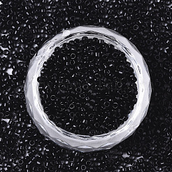ガラスシードビーズ  機械刺繍に適合  不透明色の光沢  ラウンド  ブラック  2x1.5mm  穴：1mm  約30000個/袋&nbsp;SEED-S042-03B-01