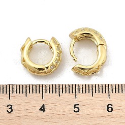 ブラスマイクロパヴェクリアキュービックジルコニアフープピアス  鉛フリー＆カドミウムフリー  長持ちメッキ  18KGP本金メッキ  12x13x6mm&nbsp;EJEW-D311-102G