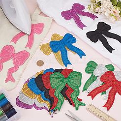 1セットの蝶結びのコンピューター刺繍布アイロン接着/縫い付けパッチ  マスクと衣装のアクセサリー  アップリケ  ミックスカラー  130x105x1.3mm  16個/セット&nbsp;PATC-FG0003-27