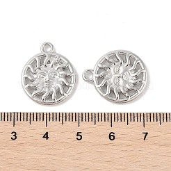 合金ペンダント  カドミウムフリー＆鉛フリー  太陽  プラチナカラー  20x17x2.5mm  穴：2mm&nbsp;PALLOY-DA11-3289-N-LF