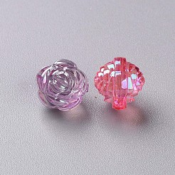 透明なアクリルビーズ  ABカラー  花  ミックスカラー  11.5x11.5mm  穴：1.8mm&nbsp;X-TACR-S154-33C