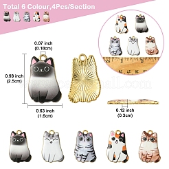 14個5スタイルアロイエナメルペンダント  カドミウムフリー＆ニッケルフリー＆鉛フリー  猫  ミックスカラー  25x16x3mm  穴：1.8mm&nbsp;ENAM-FS0001-95