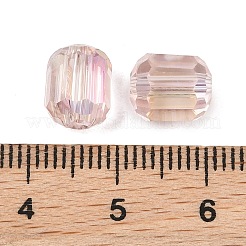 電気メッキカラムガラスビーズ  ABカラーメッキ  多面カット  ピンク  9x7.5~8mm  穴：1.5mm&nbsp;EGLA-A043-02-AB17
