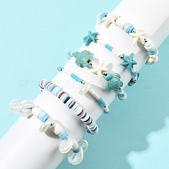 海のDIYジュエリー製作キット  ポリマー粘土、合成ターコイズ、アクリルビーズを含む  鉄と真鍮のスペーサービーズ  ガラスシードビーズ  ミックスカラー  6x0.5~1mm  穴：2mm&nbsp;DIY-FS0009-75