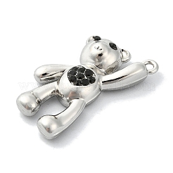 ラインストーンペンダント付きラックメッキ合金  クマ  プラチナ  27x20x5.5mm  穴：1.4mm&nbsp;FIND-Z051-06P-01