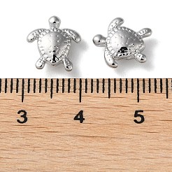 ラックメッキ真鍮製ビーズ  カドミウムフリー＆ニッケルフリー＆鉛フリー  ウミガメ  プラチナ  10x10x4mm  穴：1.2mm&nbsp;KK-M264-12P