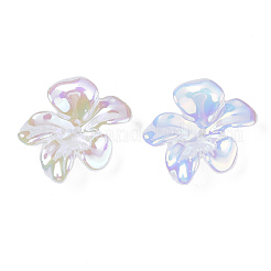 5枚の花びらの電気メッキアクリルビーズキャップ  花  ホワイトスモーク  23.5x25x8mm  穴：1.2mm&nbsp;X-PACR-T014-01