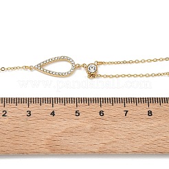 304ステンレススチール製クリスタルラインストーンペンダントネックレス（女性用）  18KGP本金メッキ  ティアドロップ  17.99インチ（45.7cm）&nbsp;NJEW-F375-01G-04