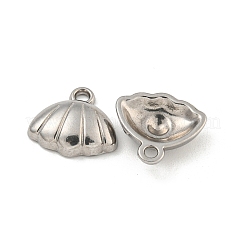 変色しない304ステンレススチールペンダント  貝殻の形のチャーム  ステンレス鋼色  13x13x3.5mm  穴：2mm&nbsp;STAS-I307-531P