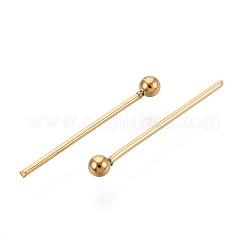304ステンレススチールヘッドピン  イオンプレーティング（ip）  18KGP本金メッキ  15mm  ヘッド：2mm  100個/セット&nbsp;STAS-T065-15mm-20G