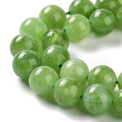 天然の天然翡翠ビーズ連売りを染めた  ラウンド  黄緑  10mm  穴：1.2mm  約19個/連  7.09インチ（18cm）&nbsp;G-G021-02C-04