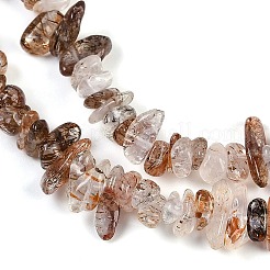 天然ブラックゴールドルチルクォーツビーズ連売り  チップ  6~12x1.5~6x4~7mm  穴：1mm  75~80cm&nbsp;X-G-G905-20