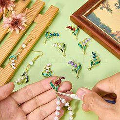 10色合金エナメルペンダント10個  ゴールドカラー  コンヴァラリア・マジャリスのチャーム  花  ミックスカラー  30x20mm  1pc /カラー&nbsp;ENAM-SZ0004-48