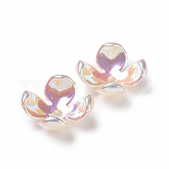 オペークアクリルビーズキャップ  4  - 花びらの花  ABカラー  ミックスカラー  16.5x16.5x6.5mm  穴：1.8mm&nbsp;OACR-E013-08
