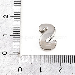 真鍮ビーズ  長持ちメッキ  ラックめっき  鉛フリー＆カドミウムフリー  プラチナ  文字S  14x9x5mm  穴：11x3mm&nbsp;KK-B167-27P-S